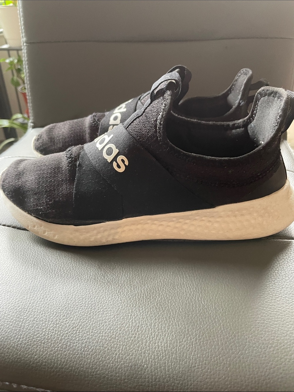adidas Black and White Slip-On Athletic Sneakers